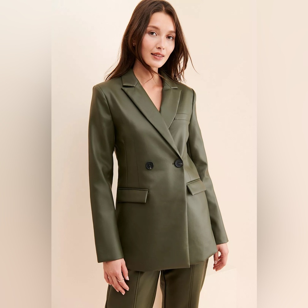 Anthropologie / 4th and Reckless Olive Green Double-Breasted Blazer small S